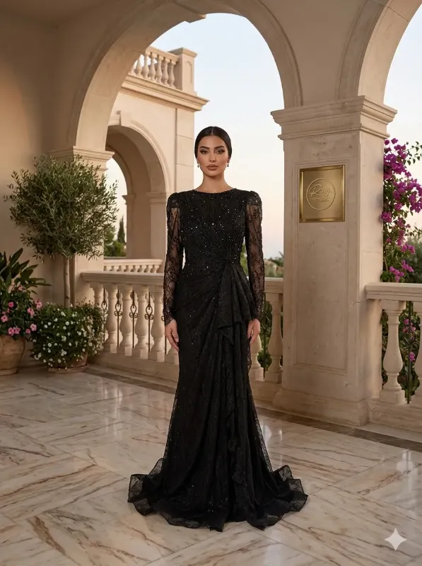 Black soirée gown