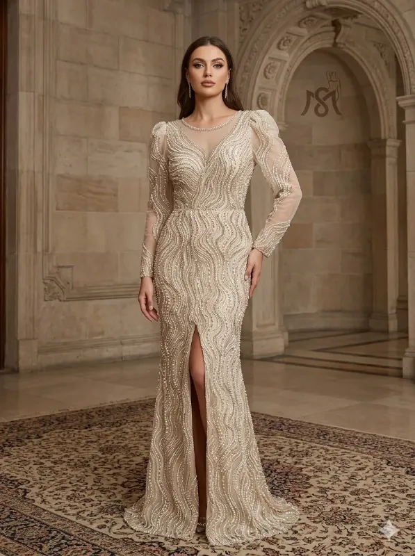Beige soirée gown