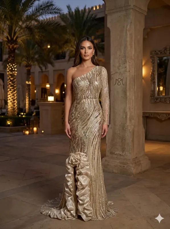 Nude soirée gown
