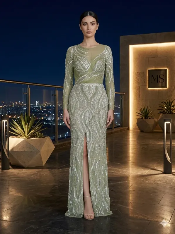 Silver soirée gown