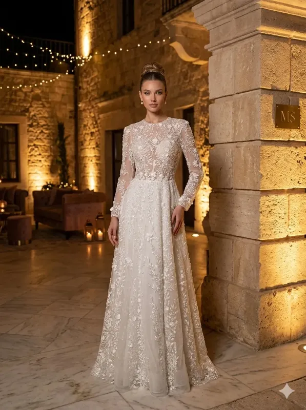 Silver soirée gown