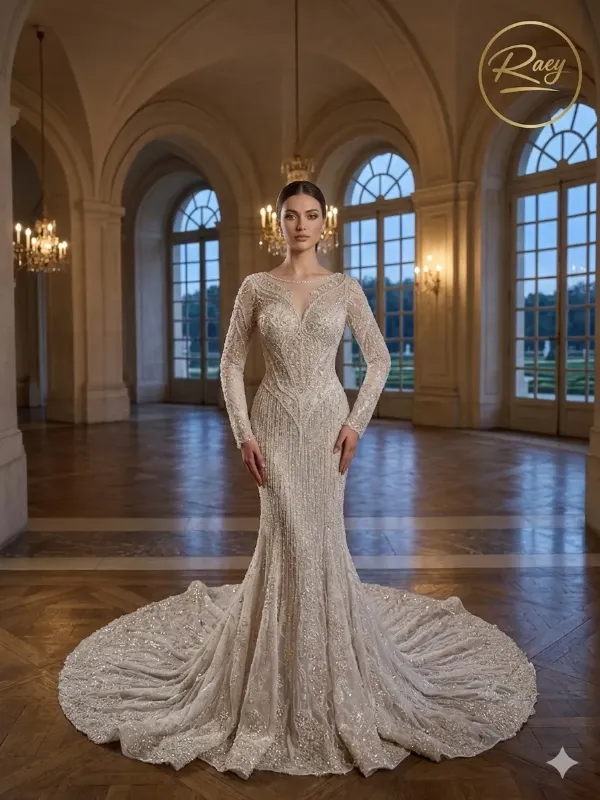 Silver soirée gown