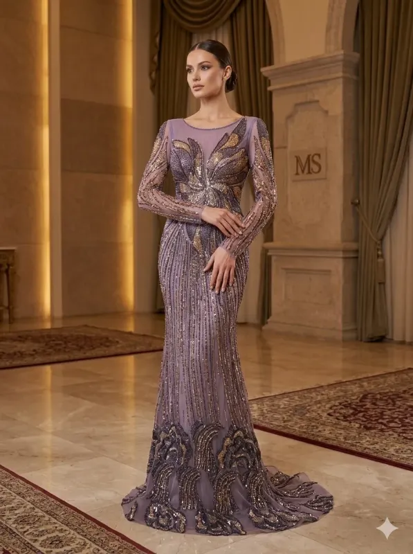 Grey soirée gown