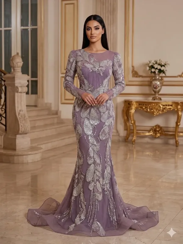 Grey soirée gown