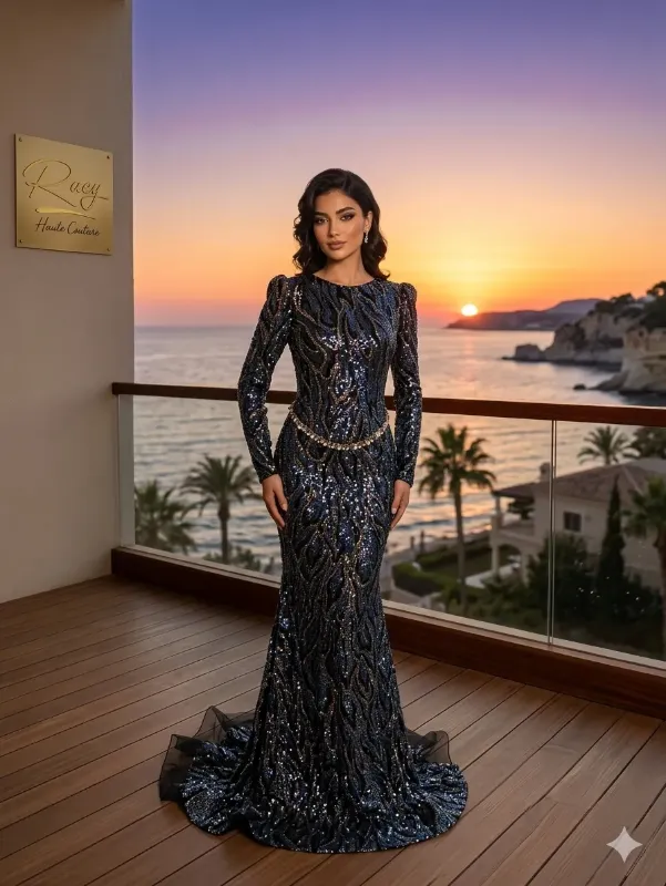 Black soirée gown
