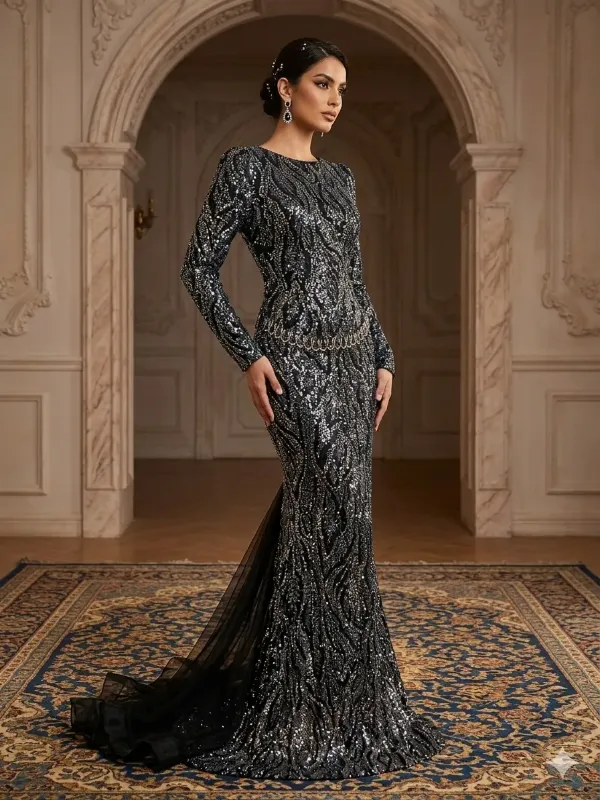 Black soirée gown