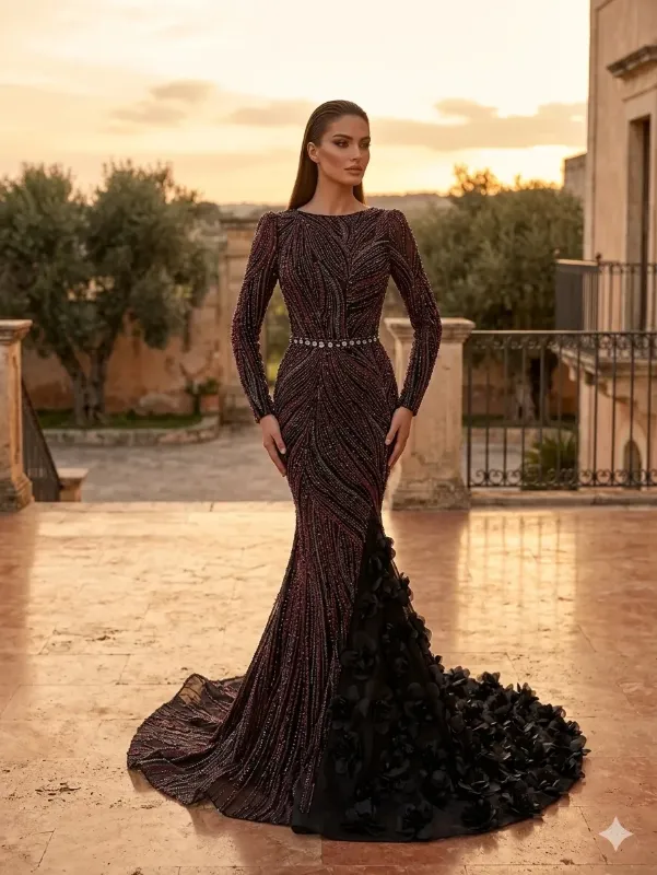 Black soirée gown