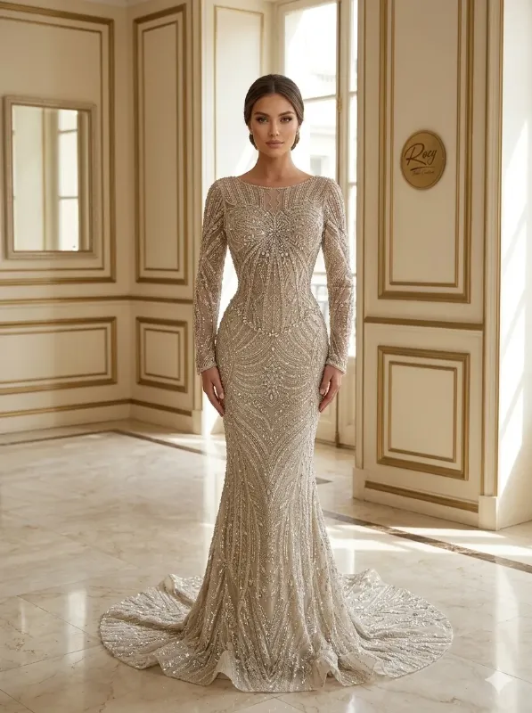 Nude soirée gown