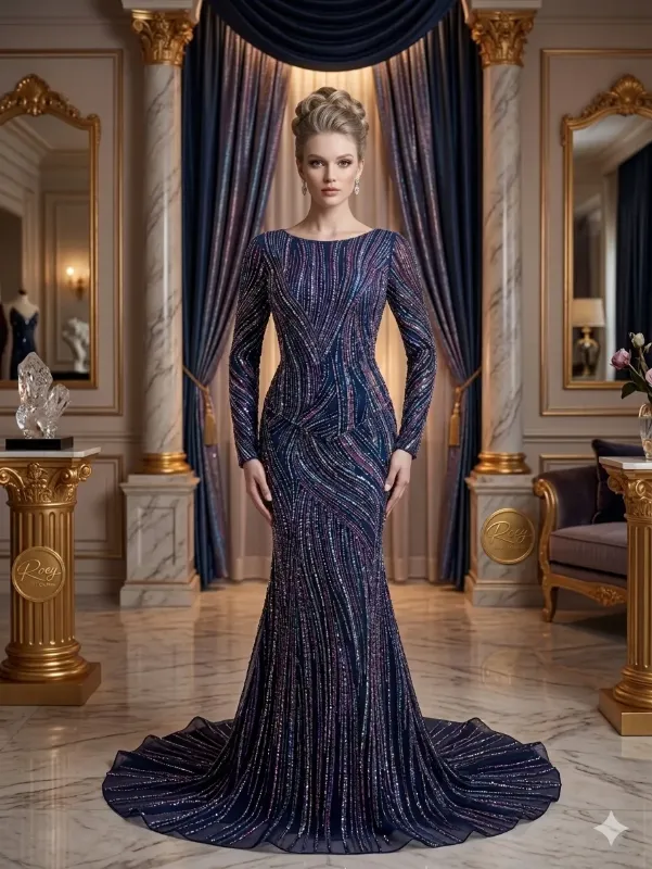 Navy soirée gown