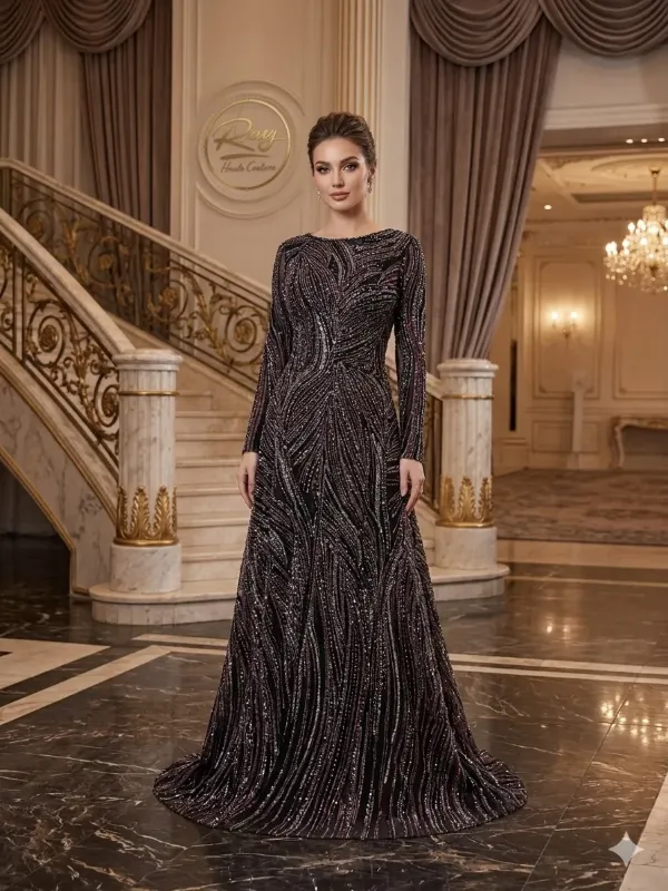 Black soirée gown