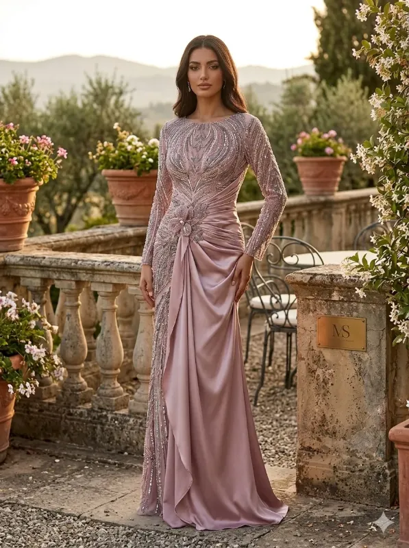 Nude soirée gown