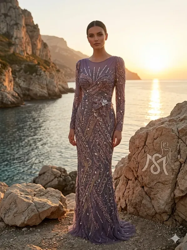 Grey soirée gown