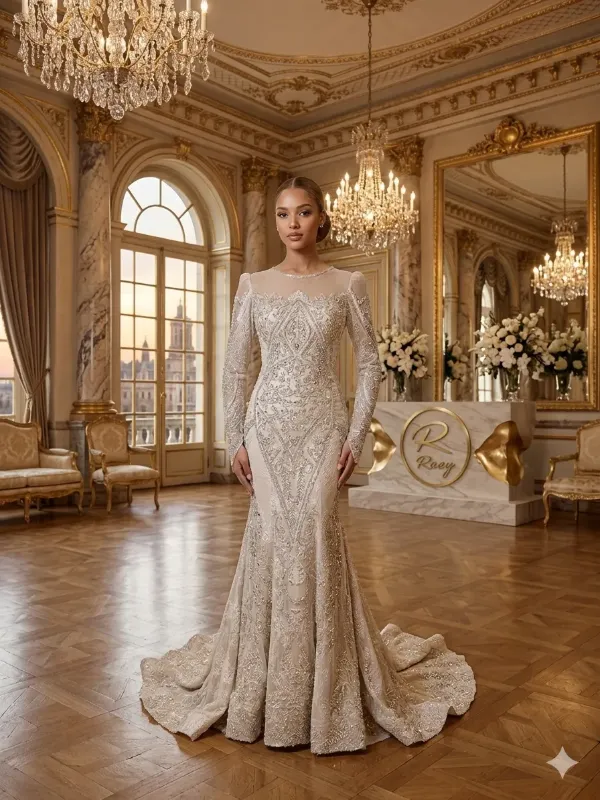 White soirée gown