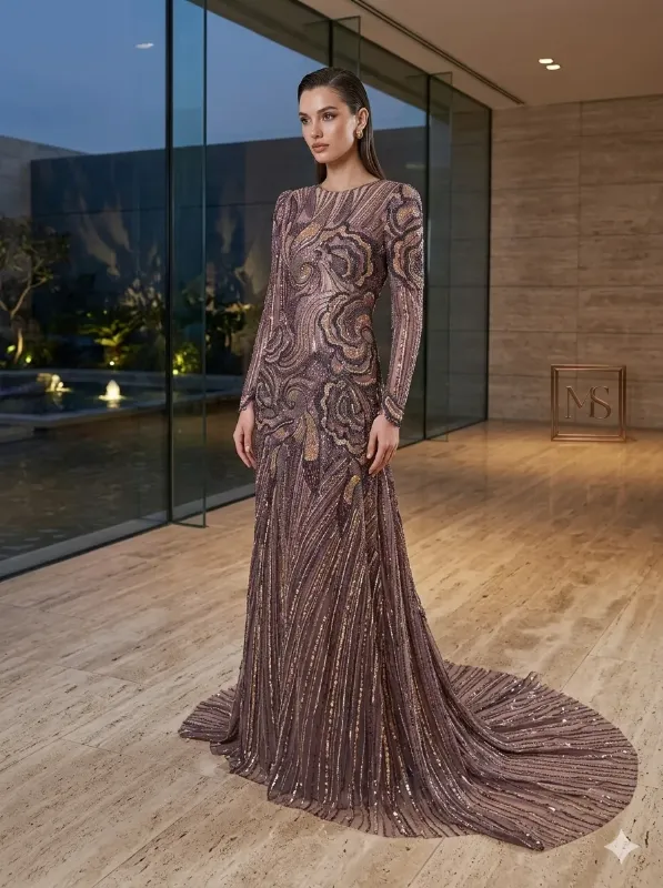 Grey soirée gown