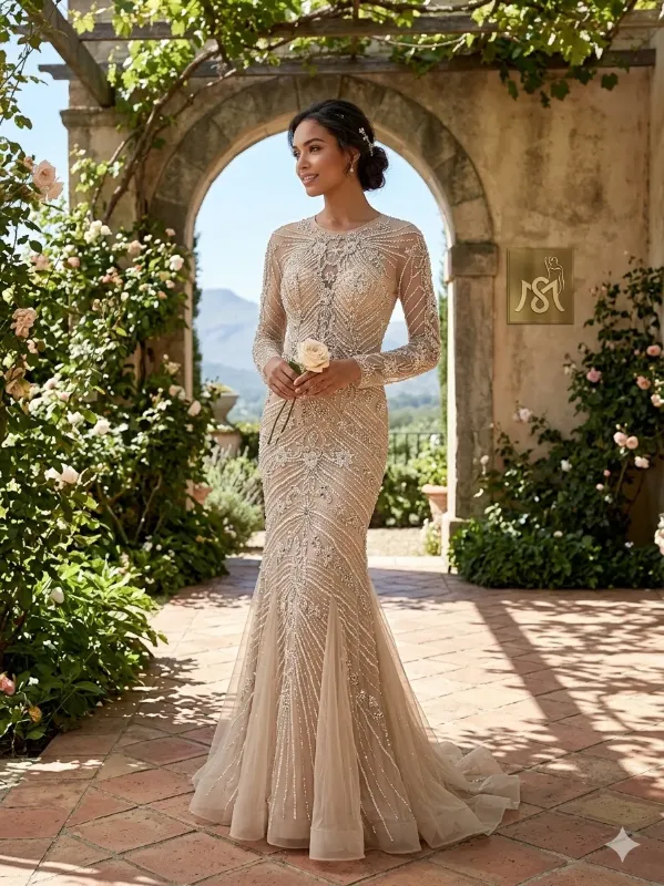 Nude soirée gown