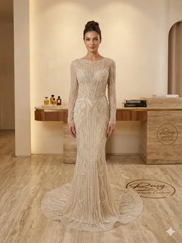 Beige soirée gown