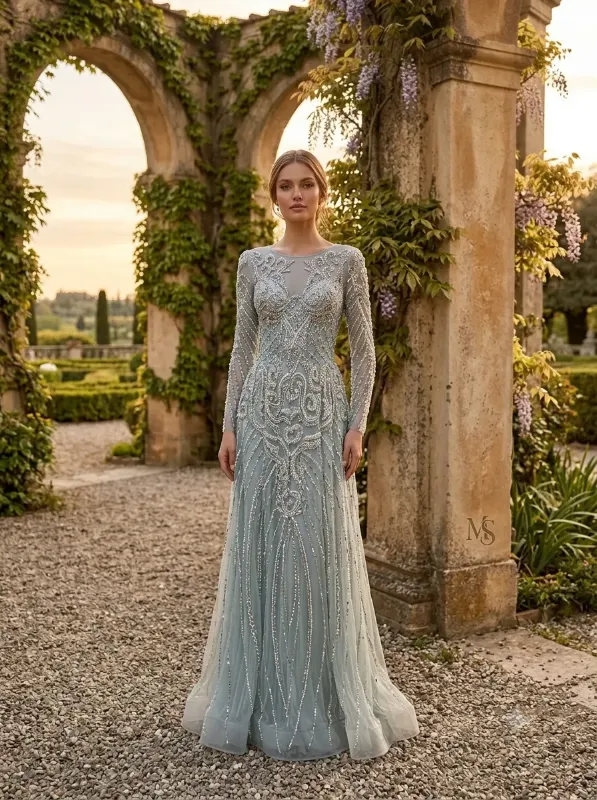 Grey soirée gown