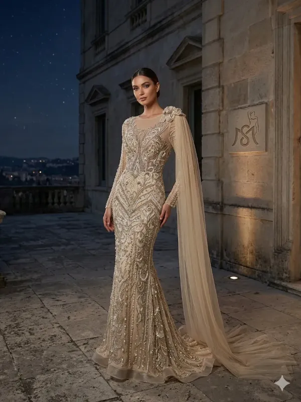 Brown soirée gown