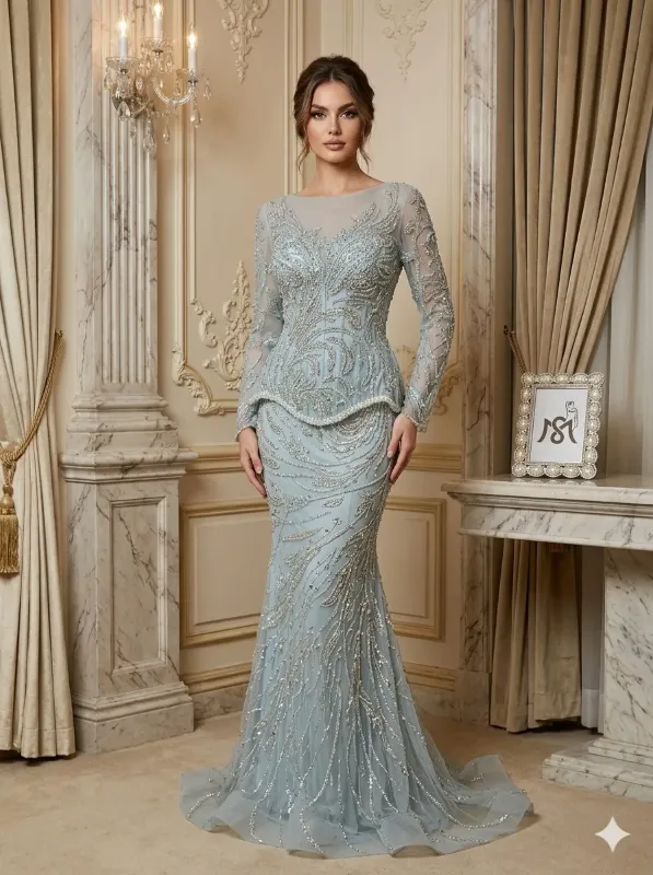 Silver soirée gown
