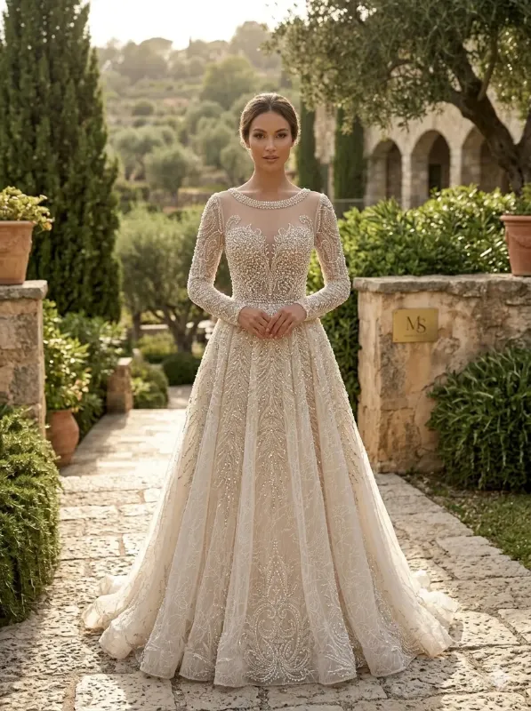Beige soirée gown
