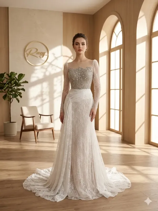 Nude soirée gown