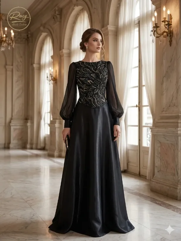 Black soirée gown