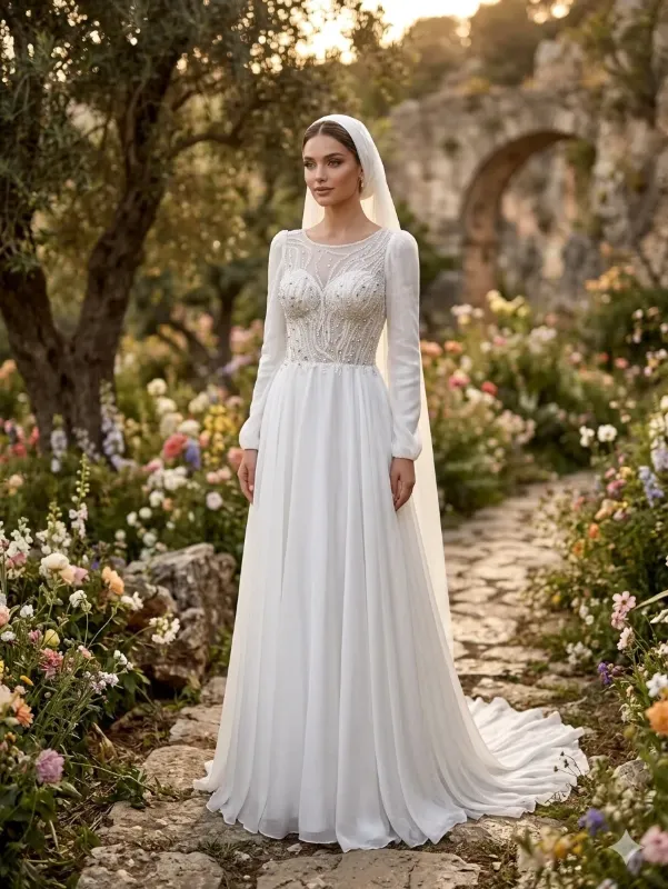 White soirée gown