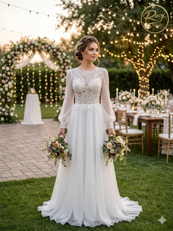 Silver soirée gown