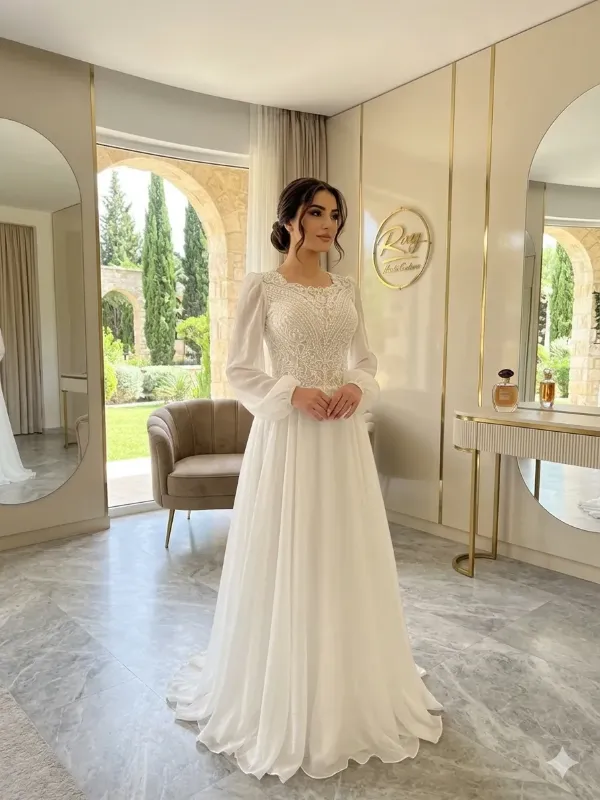 White soirée gown
