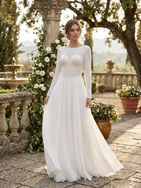 White soirée gown