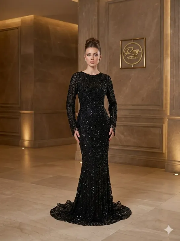Black soirée gown