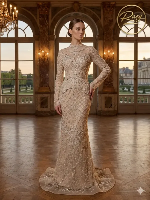 Nude soirée gown