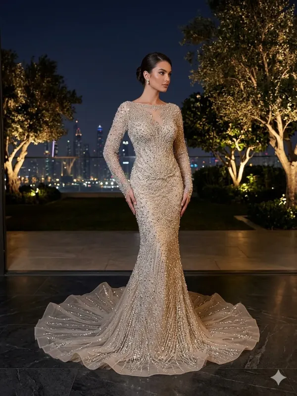 Nude soirée gown