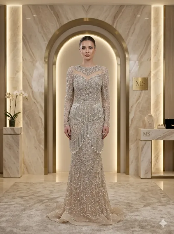 Beige soirée gown