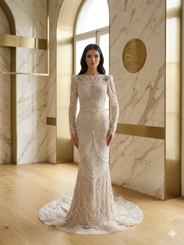 Nude soirée gown