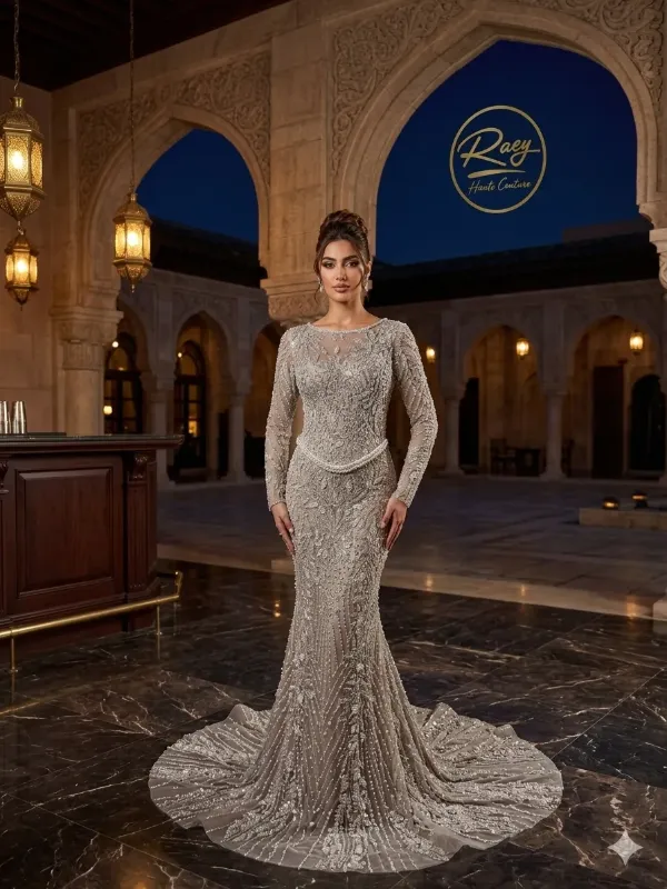 Nude soirée gown