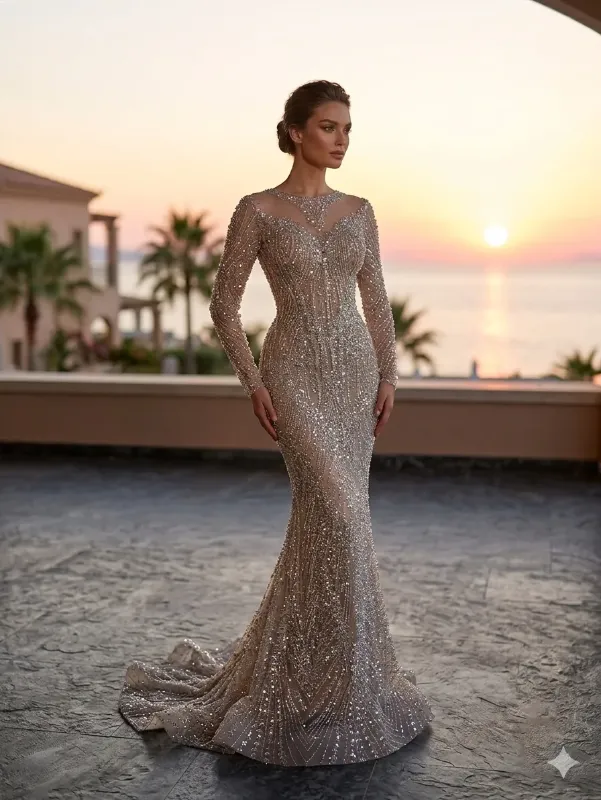 Brown soirée gown