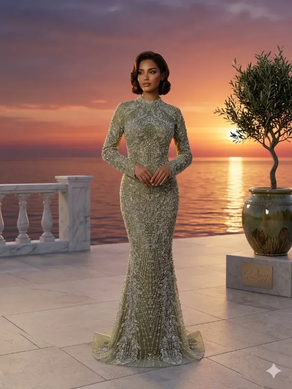 Grey soirée gown