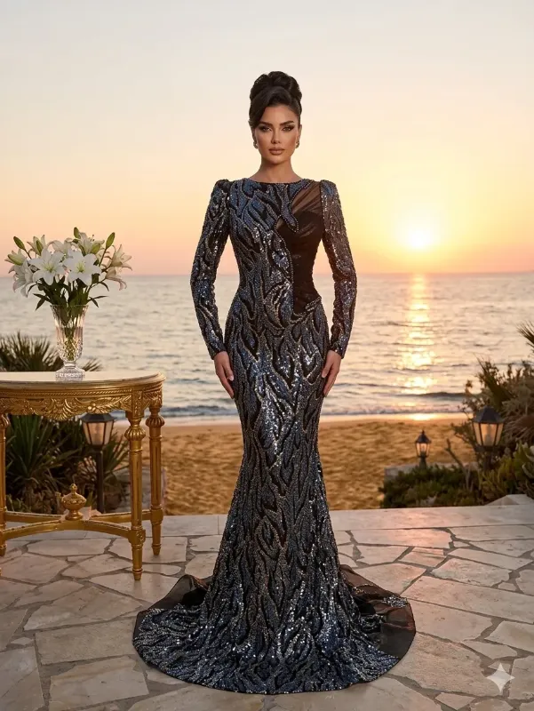 Black soirée gown