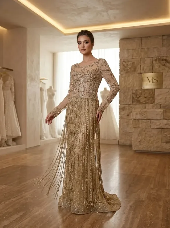 Nude soirée gown