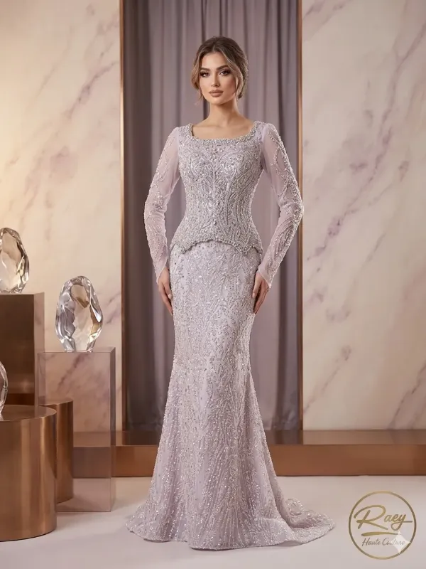 Grey soirée gown