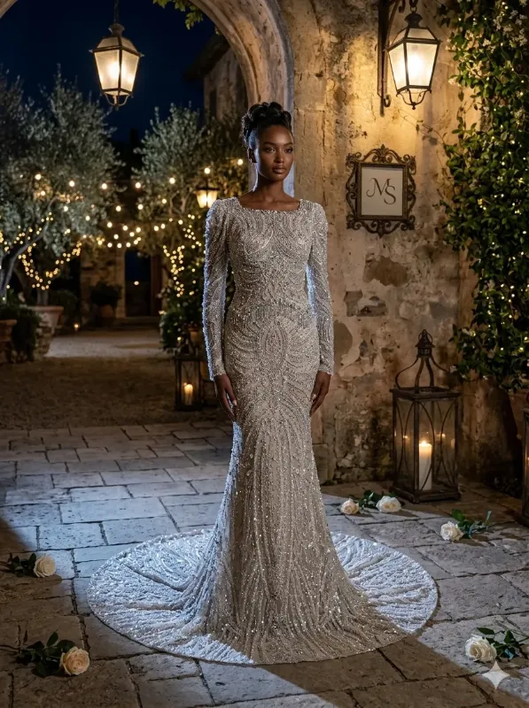 Grey soirée gown