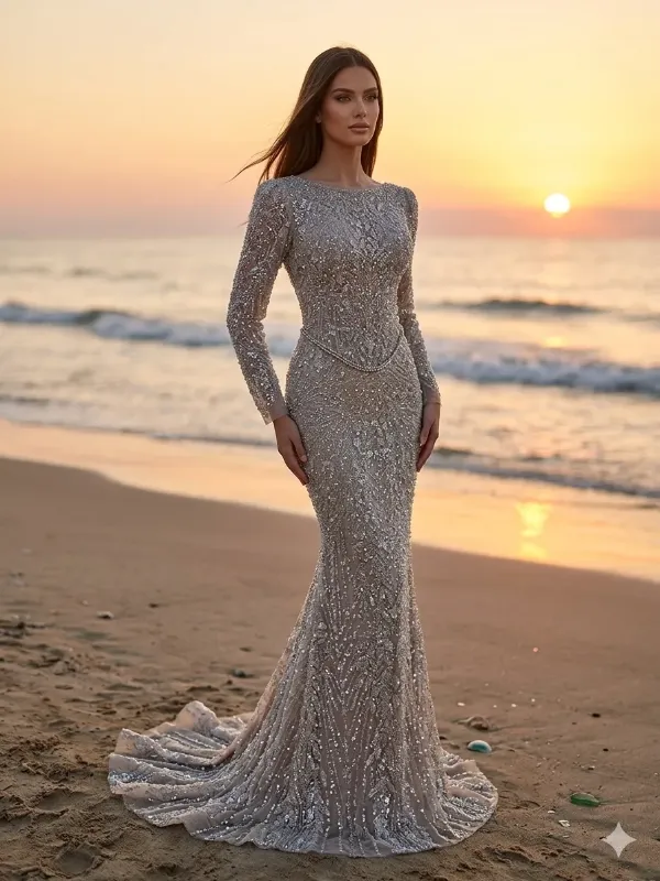 Grey soirée gown