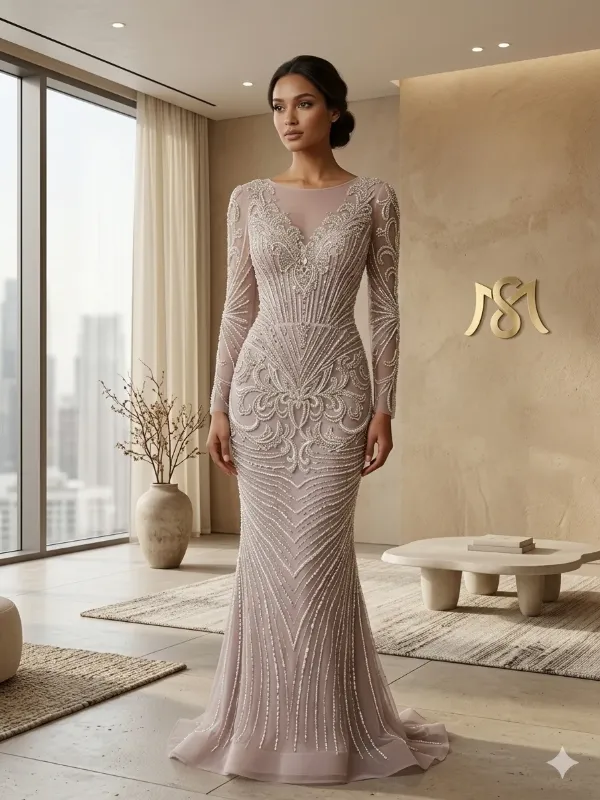 Brown soirée gown