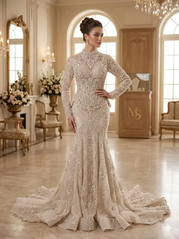 Nude soirée gown