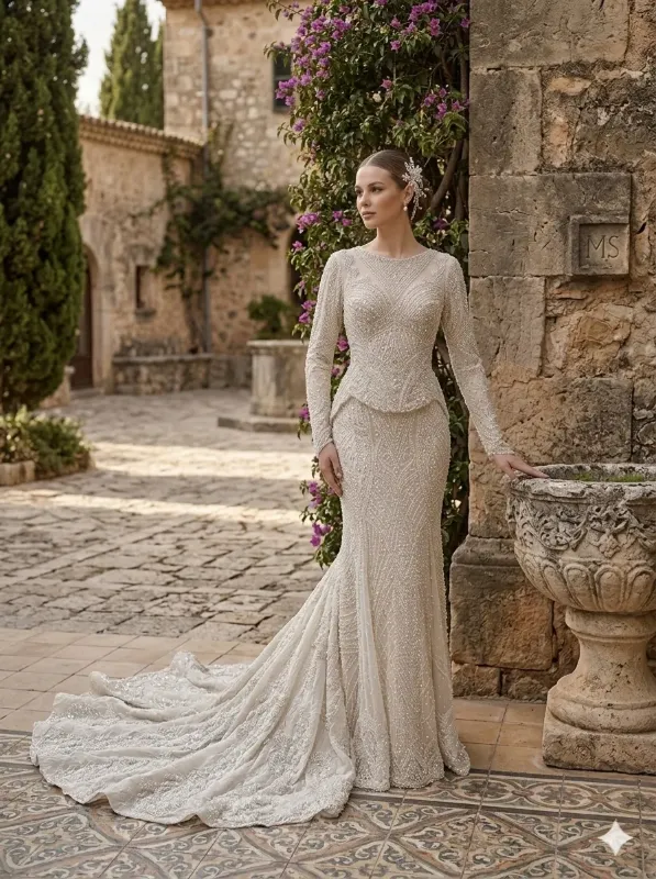 Silver soirée gown