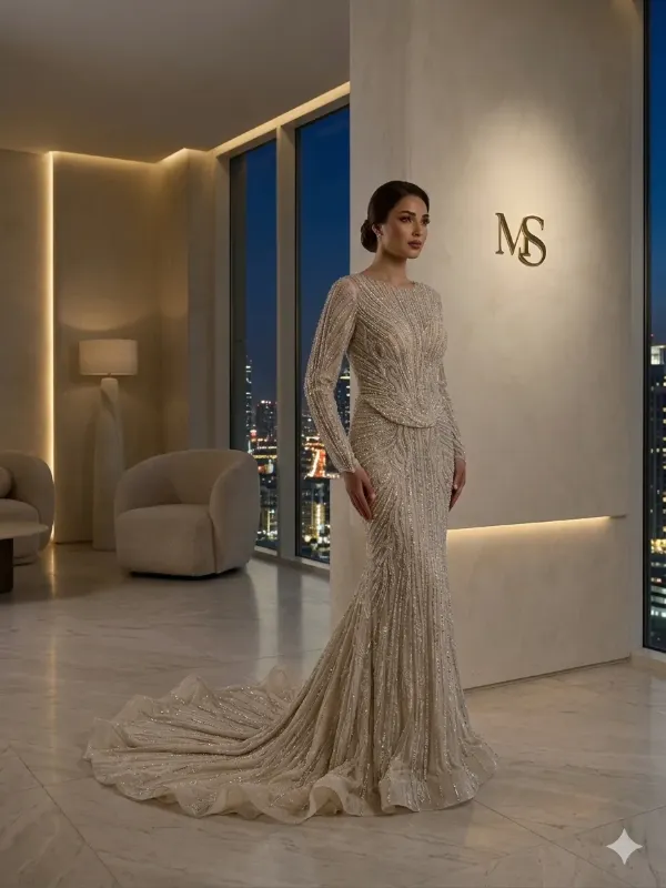 Brown soirée gown