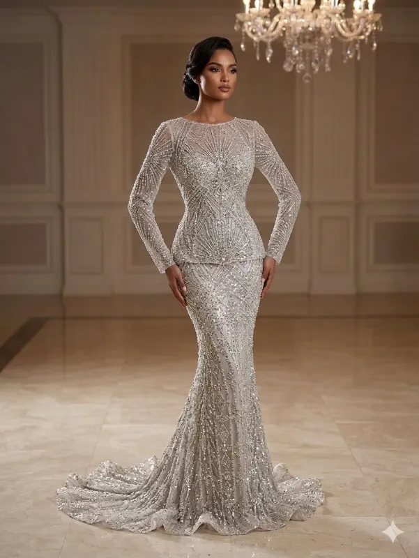 Nude soirée gown