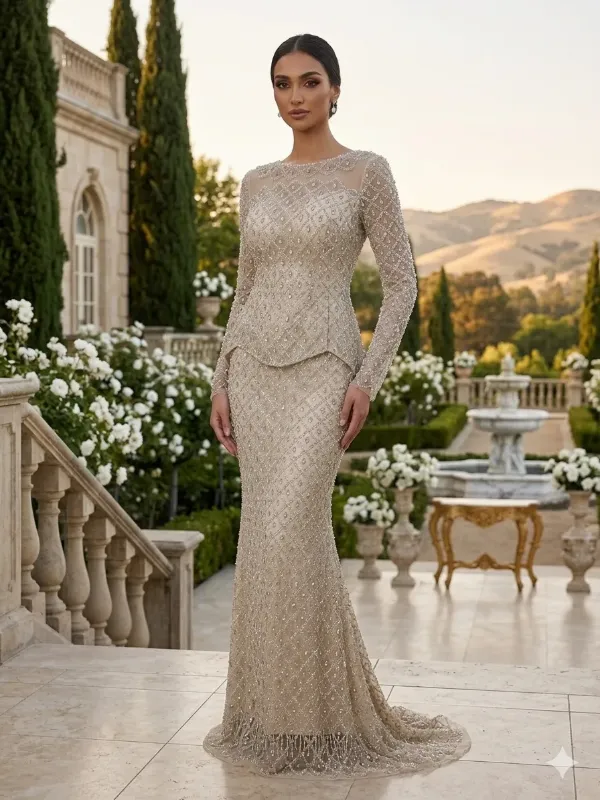 Beige soirée gown