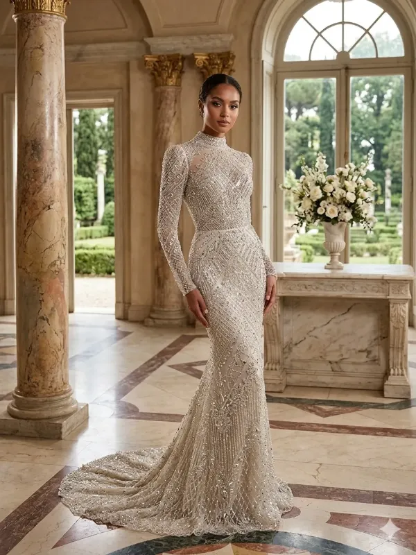 Nude soirée gown